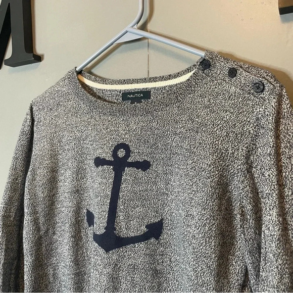 Nautica navy blue anchor long sleeve knit sweater size small - Picture 2 of 9
